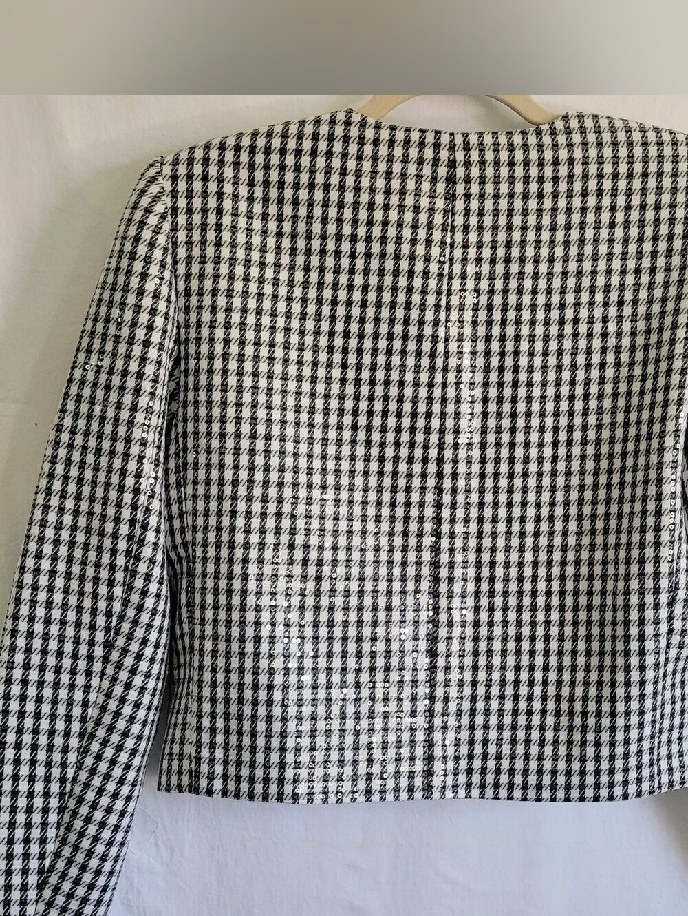 Wayf Black & White Houndstooth Cropped Blazer - Picture 3 of 7